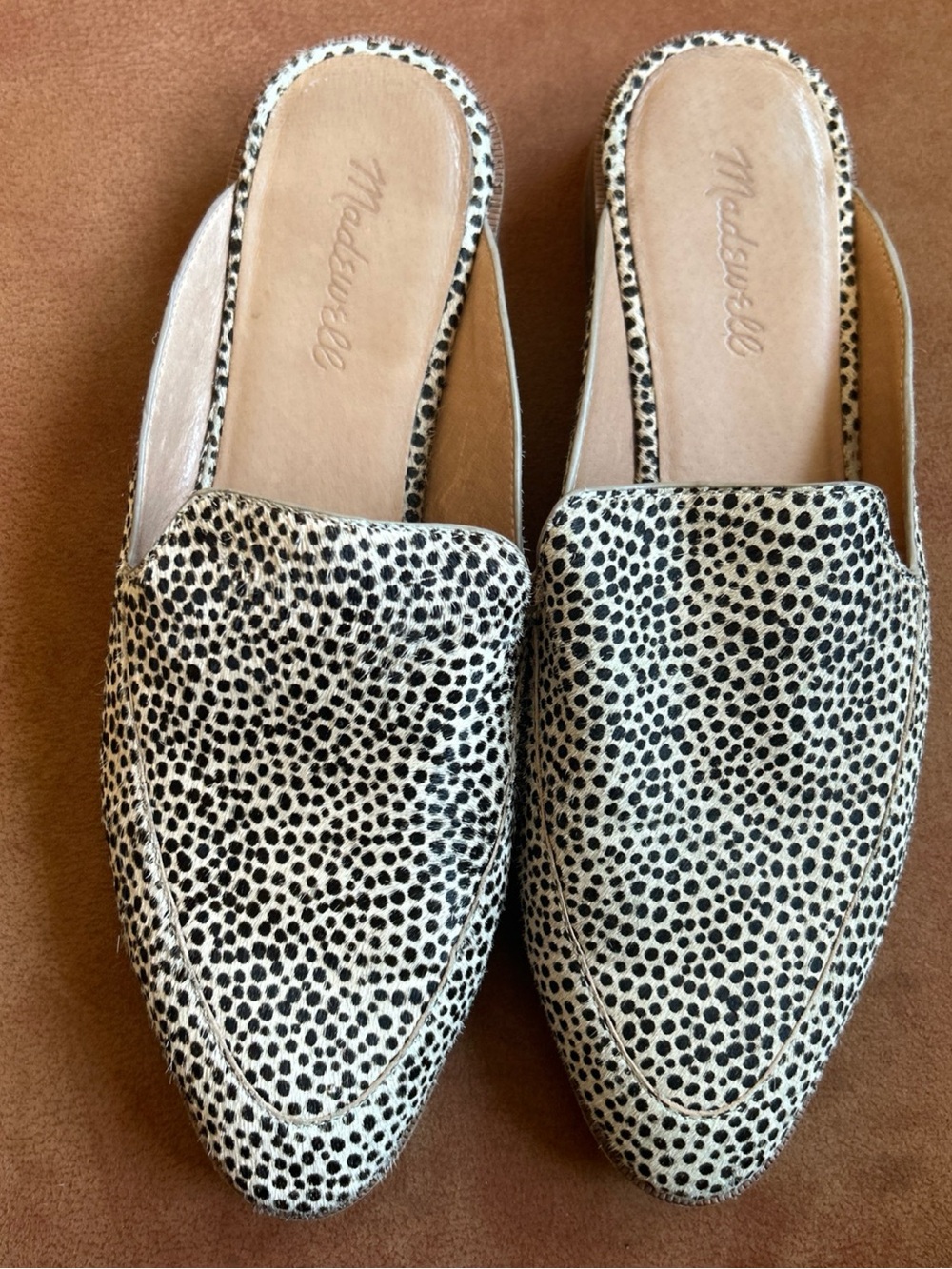 Madewell Black & White Spotted Slip-On Mules